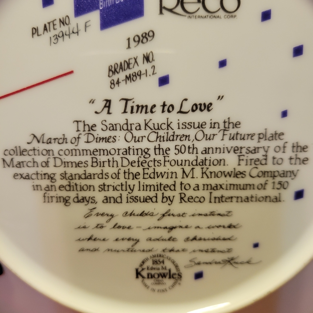 Vtg '89 50Th Anniversary March Of Dimes Plate X2💗 - Picture 6 of 6